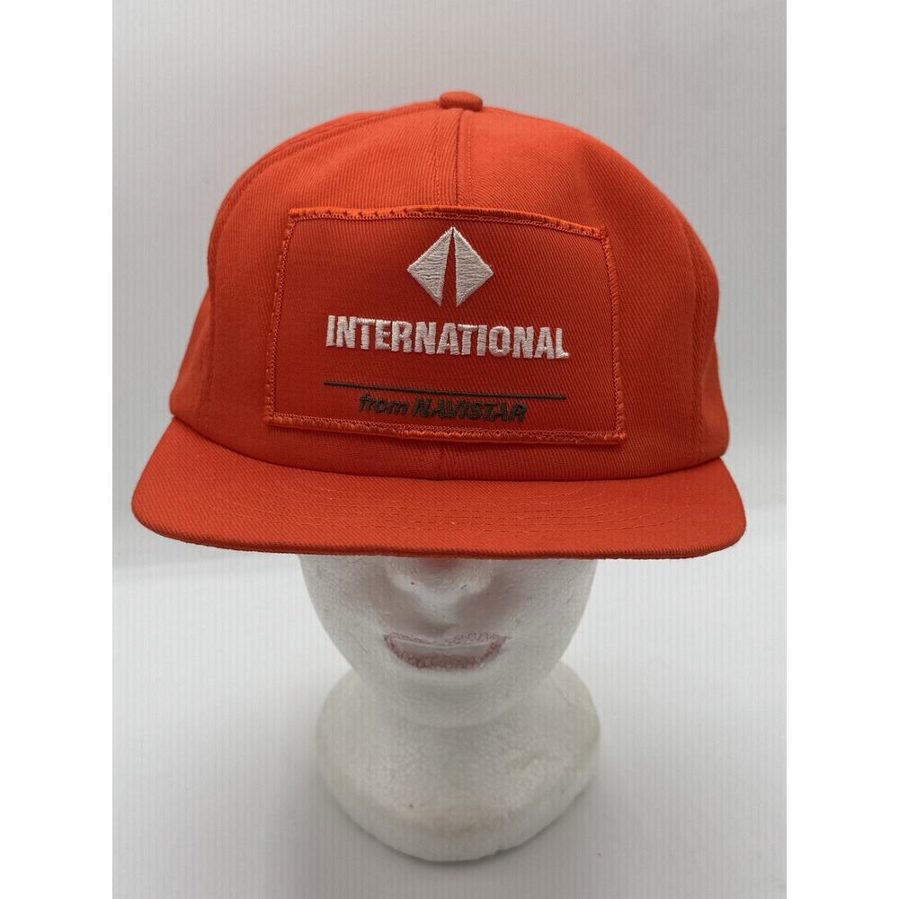 Vintage International Harvester Navistar Snapback Hat Orange Patch Cap USA Made